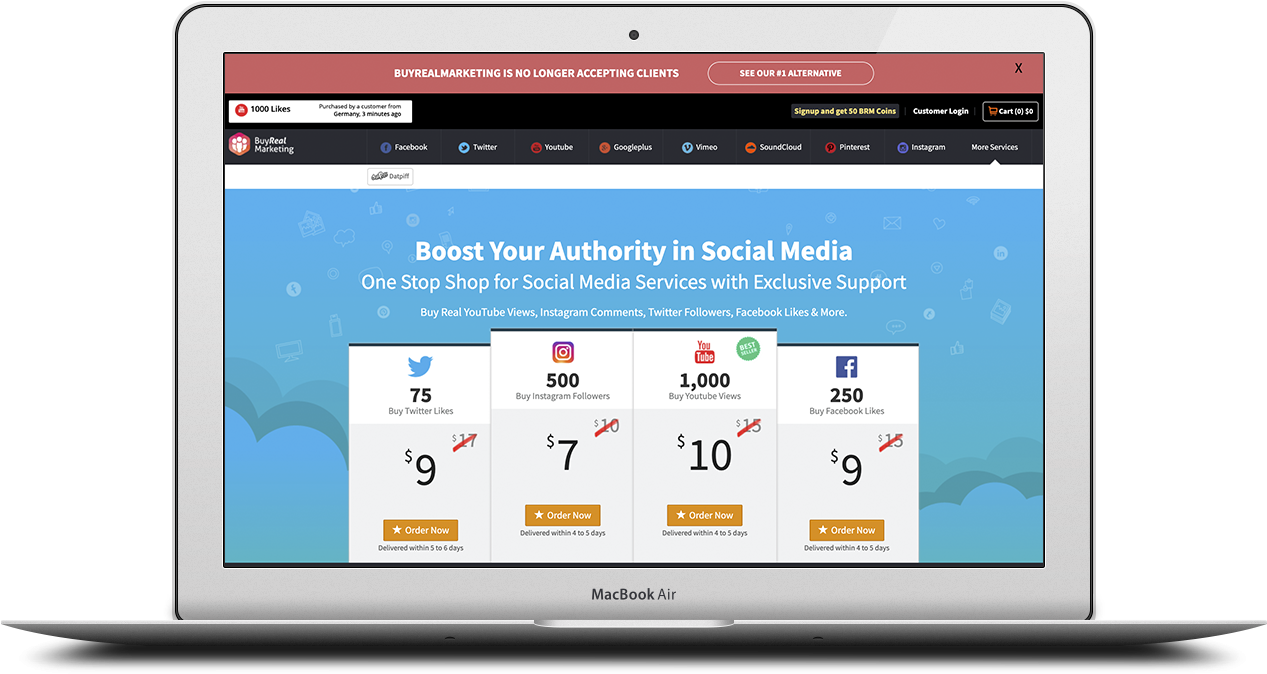 Buyrealmarketing website screenshot